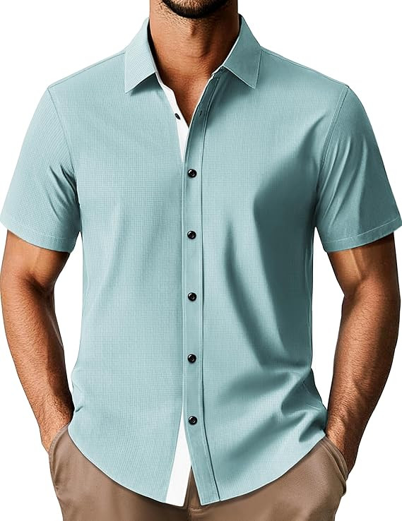 PJ PAUL JONES Men's Short Sleeve Button Down Casual Dress Shirt | Amazon (US)