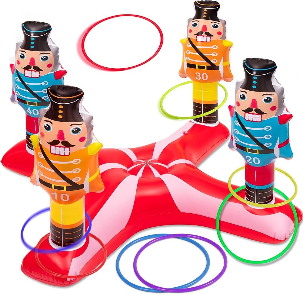 Christmas Games - Inflatable Nutcrackers Ring Toss Game for Kids Adults Families, Gifts Toys Indo... | Amazon (US)