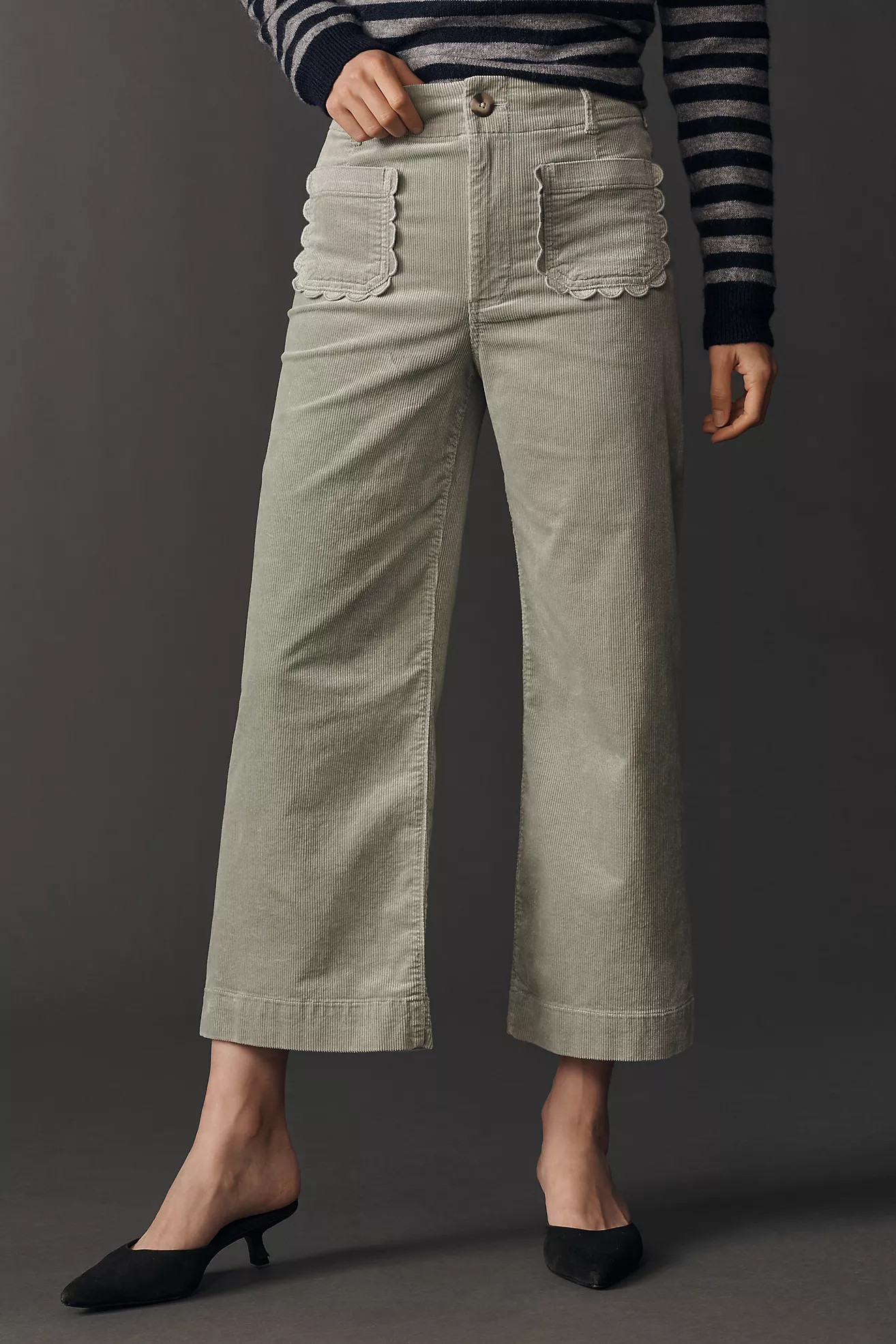 The Colette Scallop Pocket Corduroy Crop Wide-Leg Pants by Maeve | Anthropologie (US)