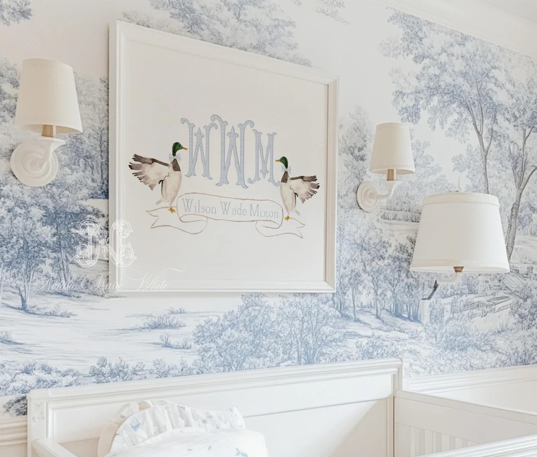 Mallard Duck Nursery Wall Art | Duck Wall Art | Duck Nursery Decor | Nursery Name Print | Monogra... | Etsy (US)