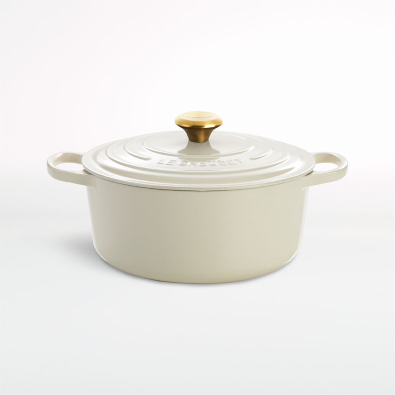 Le Creuset Signature 5.5-Qt. Round Cream Enameled Cast Iron Dutch Oven with Lid + Reviews | Crate... | Crate & Barrel