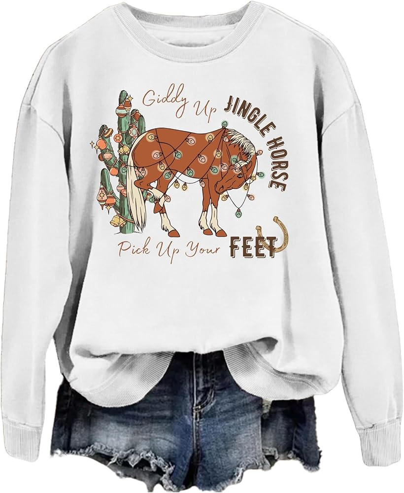 SAUIVD Western Cowgirl Christmas Sweatshirt For Women Gift for Western Christmas Lover Long Sleev... | Amazon (US)