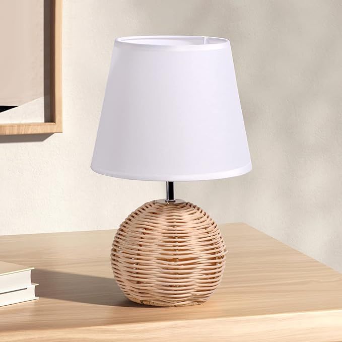 Arturesthome Natural Rattan Basket Table Lamp, Farmhouse Boho Bedside Desk Lamp for Bedroom, Livi... | Amazon (US)