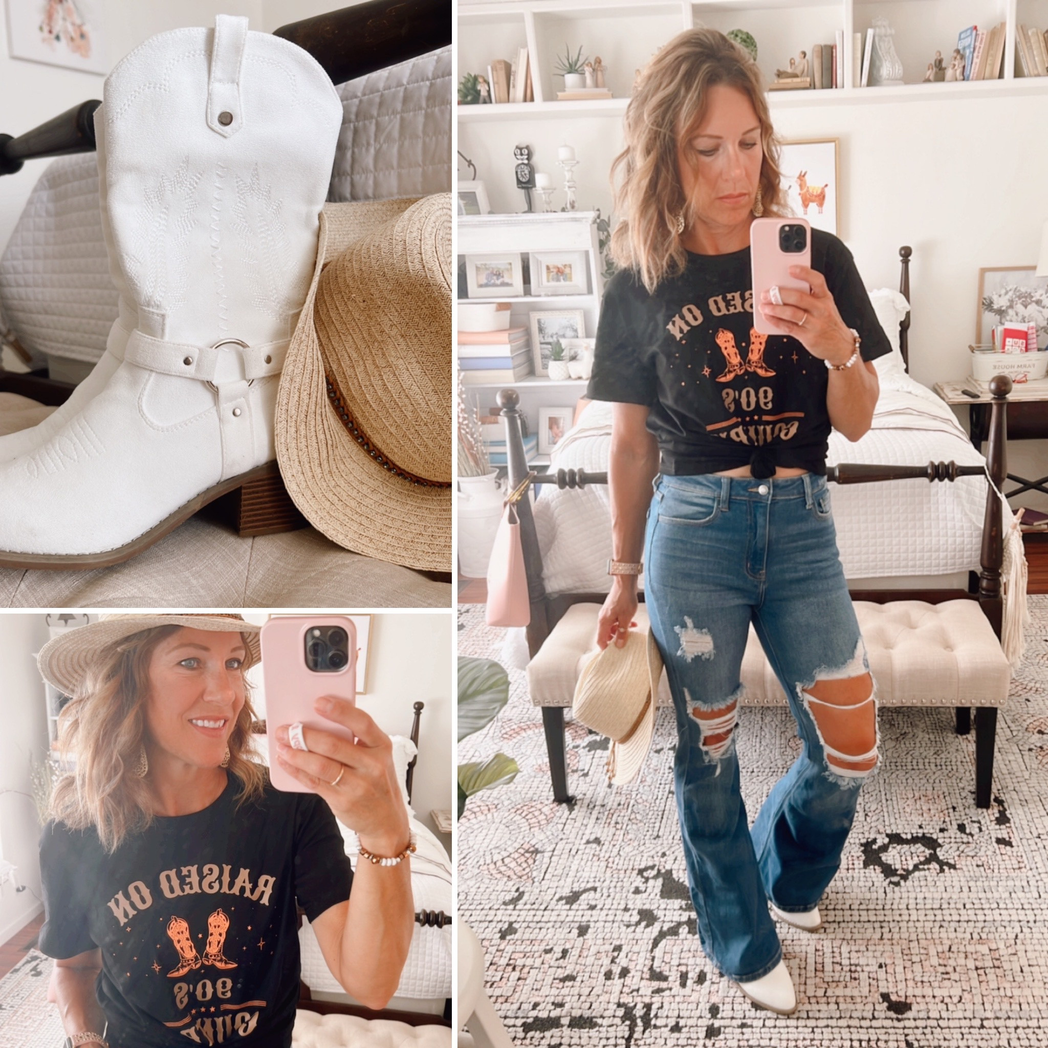Raised on 90’s Country casual clothes for concert or everyday. If you haven’t tried these jeans, you’re missing out; I’ve never worn a more comfortable pair! Boots come in a few colors, everything TTS

#LTKover40 #LTKU #LTKmidsize