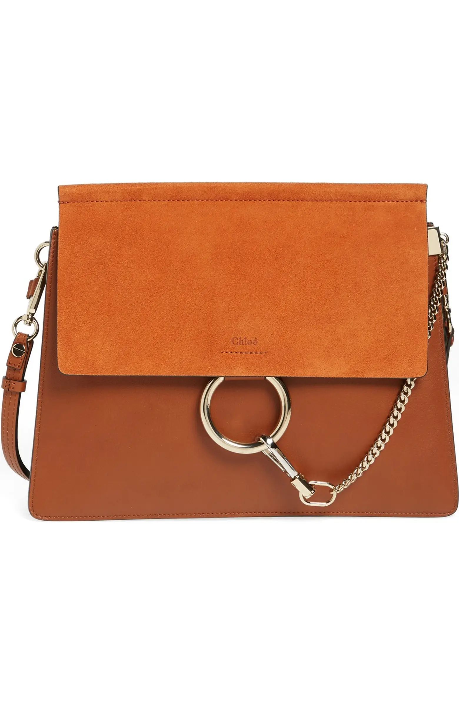 'Faye' Leather & Suede Shoulder Bag | Nordstrom