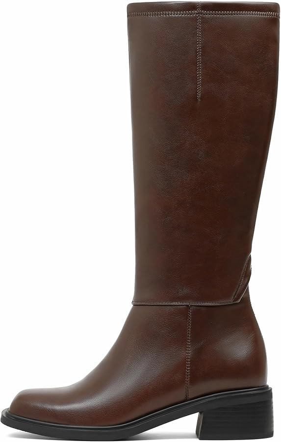 Lovee Cosee Knee High Boots for Women 2025 Low Heel Square Toe Flat Boots with Side Full Zipper C... | Amazon (US)