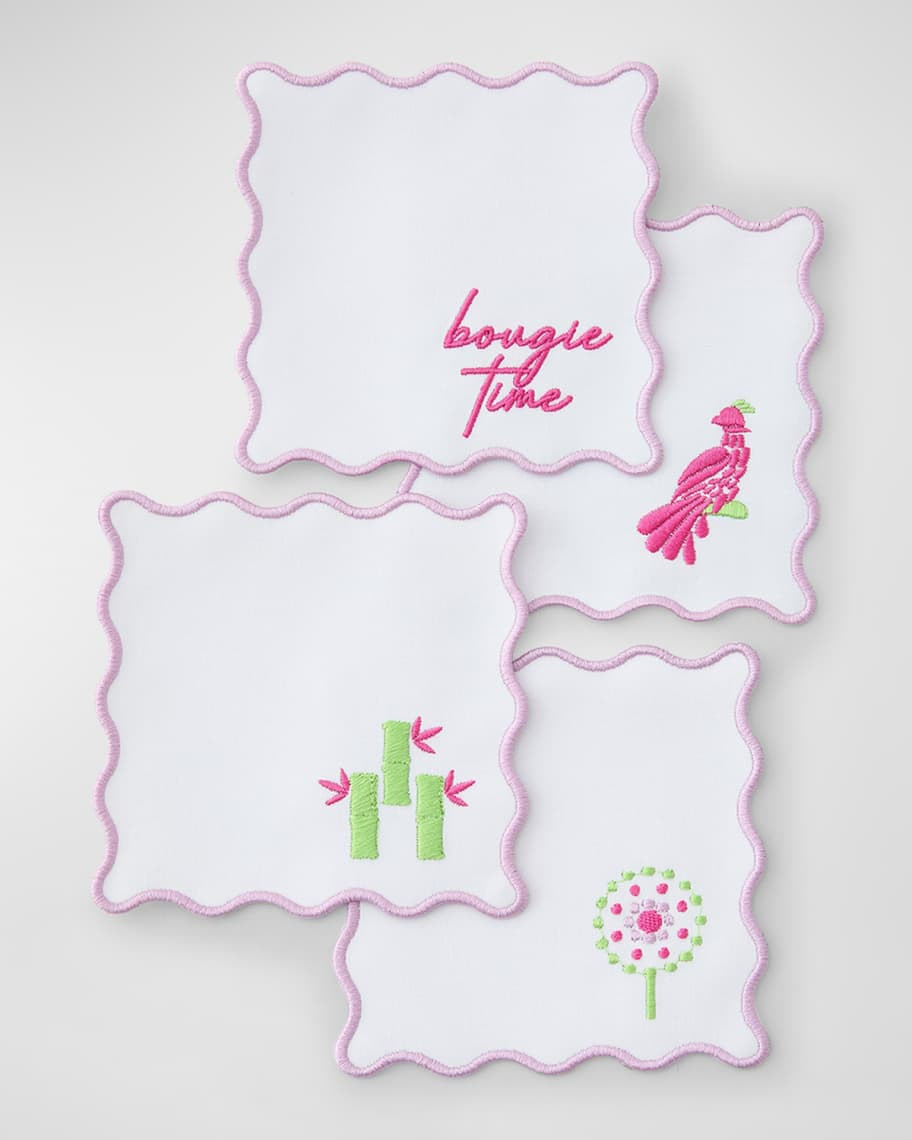 OH MY MAHJONG Embroidered Cocktail Napkins, Set of 4 | Neiman Marcus