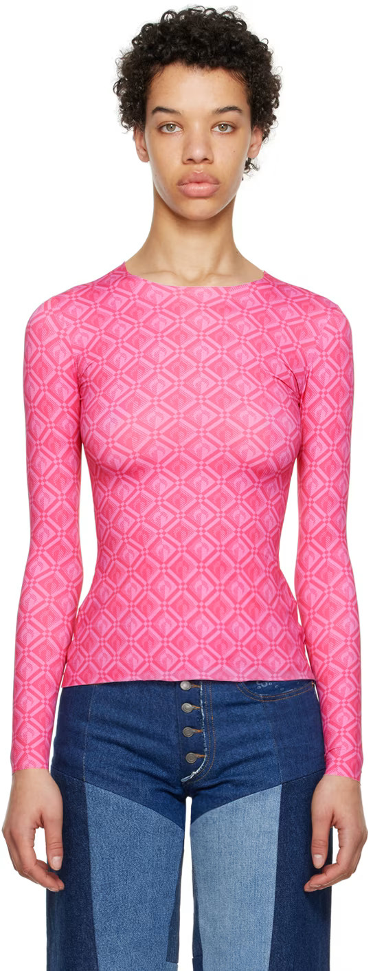 Marine Serre - Pink Second Skin Long Sleeve T-Shirt | SSENSE