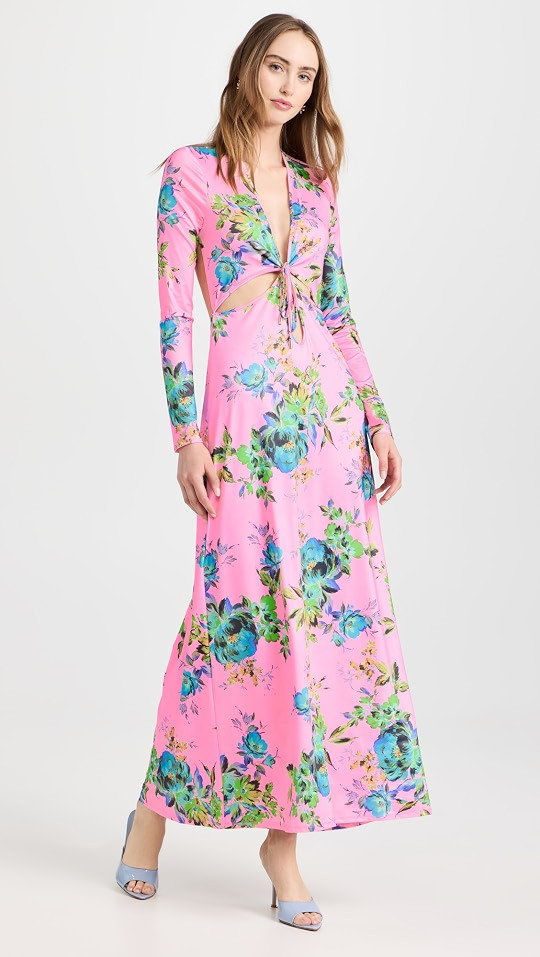Isola Cutout Detail Long Sleeve Ankle Dress | Shopbop