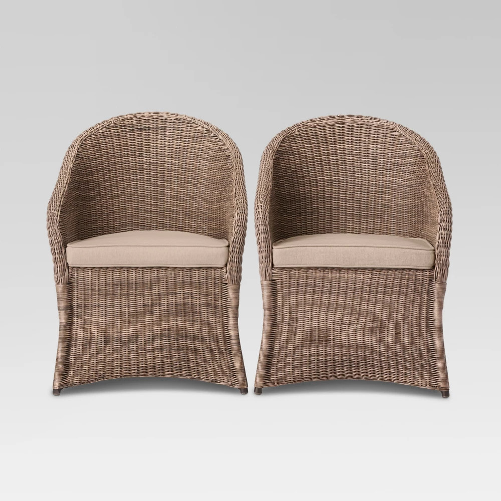 Holden 2pc Wicker Patio Dining Chair Set Tan - Threshold | Target