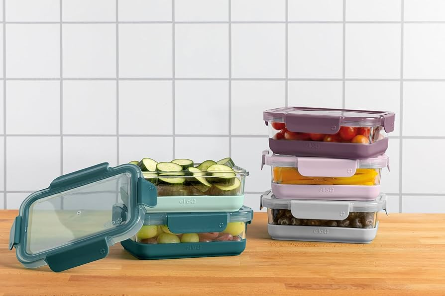 Ello Duraglass 3.4 Cup Meal Prep Sets 10Pc, 5 Pack Set- Glass Food Storage Container with Silicon... | Amazon (US)