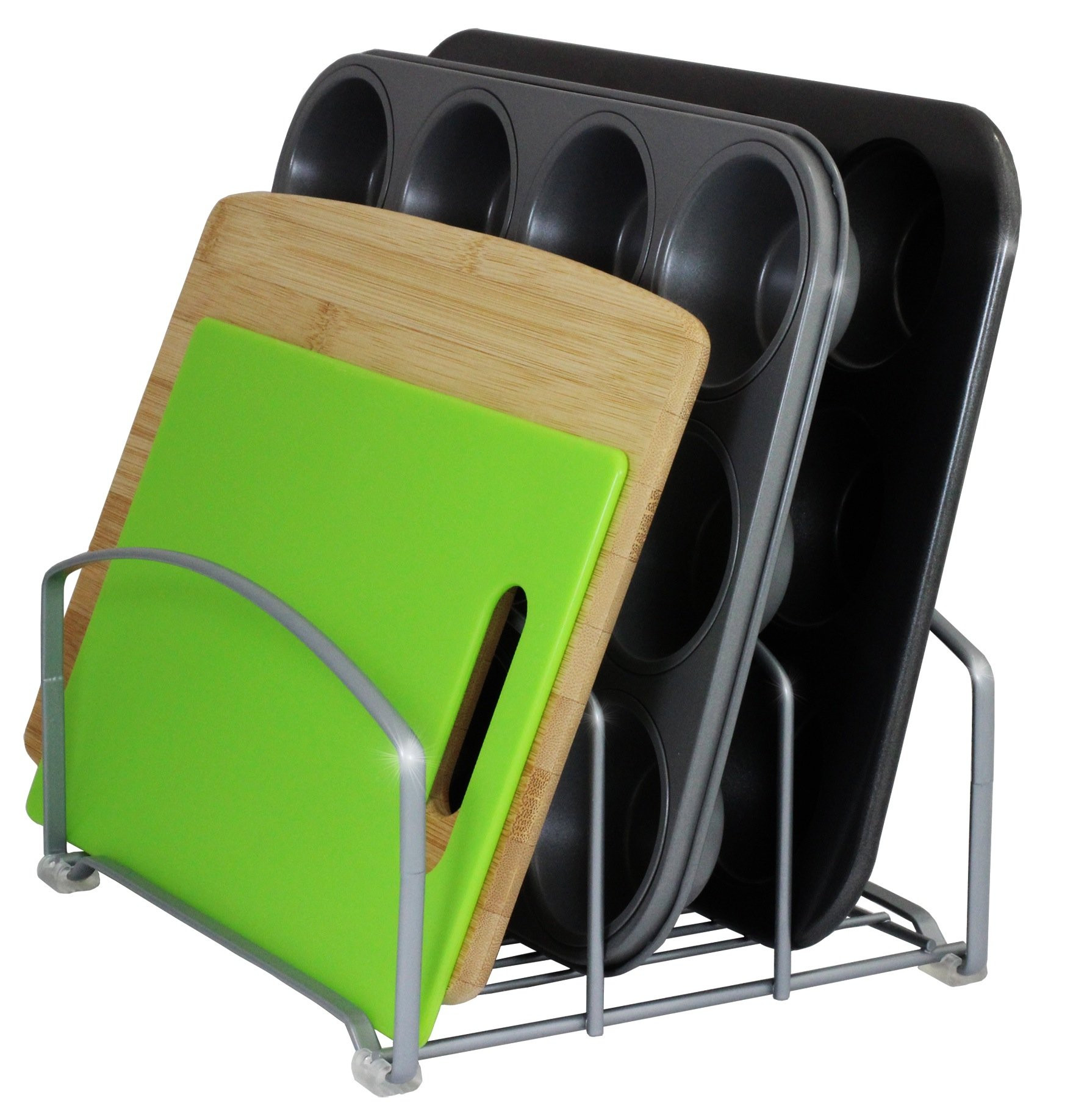 Deco Brothers Cookware Organizer Rack for Kitchen Cabinet, 3 Slot Holder, Silver | Amazon (US)