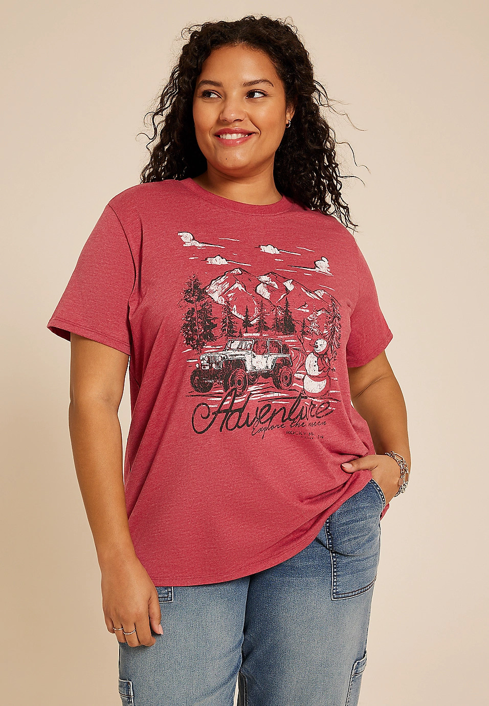 Plus Size Adventure Oversized Fit Graphic Tee | Maurices