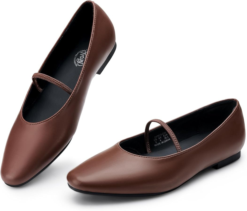 Trary Mary Jane Ballet Flats for Women - Comfortable Closed Toe Shoes With Strap | Amazon (US)