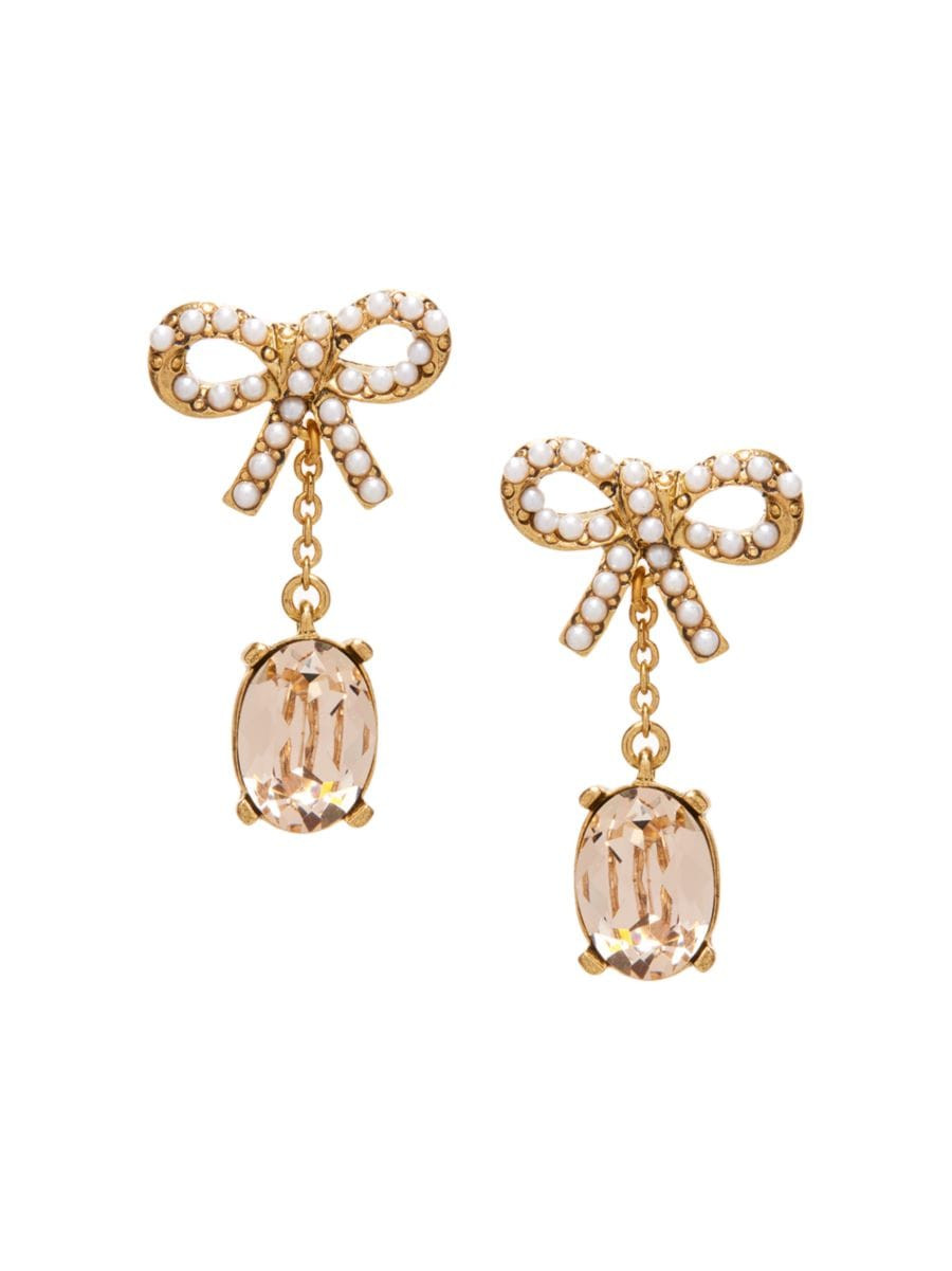 Lil Bobbi Goldtone, Glass Crystal & Imitation Pearl Drop Earrings | Saks Fifth Avenue