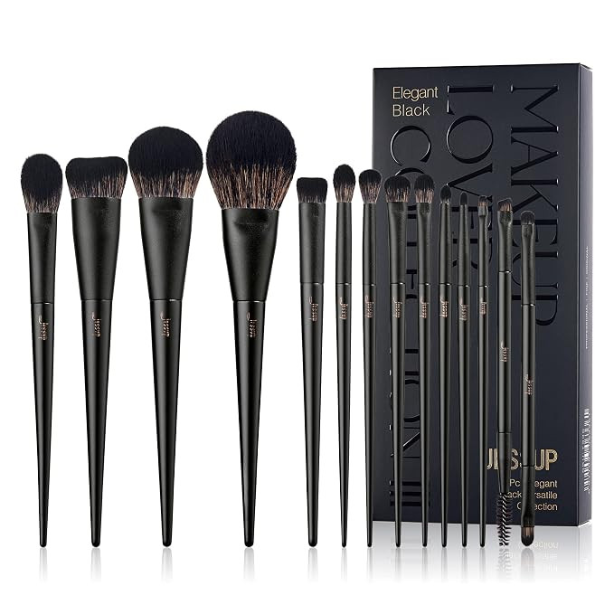 Makeup Brushes Set Jessup Make up Brushes 14Pcs Black Kabuki Foundation Eyeshadow Contour Conceal... | Amazon (US)