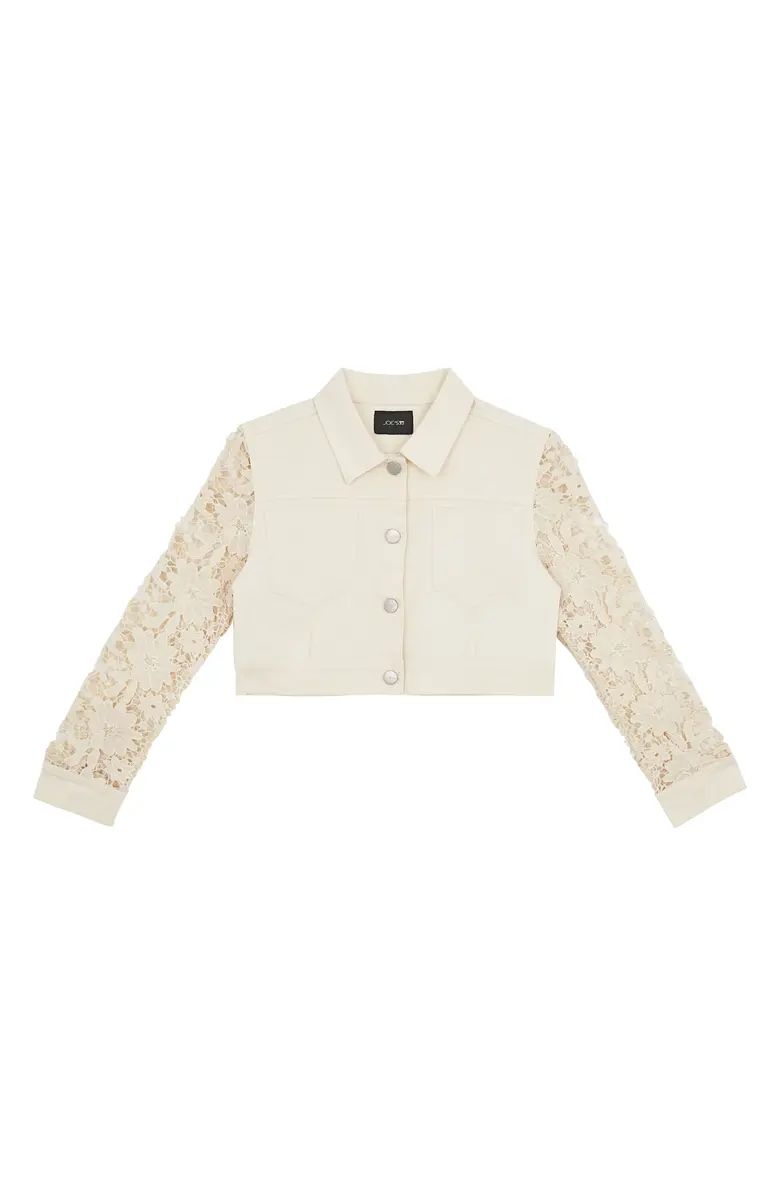 Kids' The Lacy Lace Sleeve Twill Jacket | Nordstrom