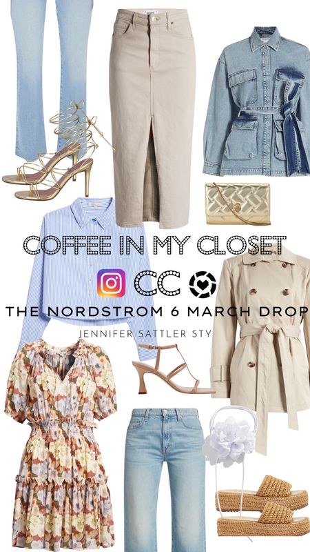 Coffee in My Closet Style Session
The New Nordstrom 6 Drop - see how to style this SPRING WARDROBE STARTER PACK PICKS FROM THE NORDSTROM 6

Finally, stores and websites are filling up with new arrivals just in time for spring. This stylish starter pack for spring includes updated classics like a cropped trench, jeans, nude shoes, and crisp button-up alongside a fresh new floral print dress and trending denim skirt.