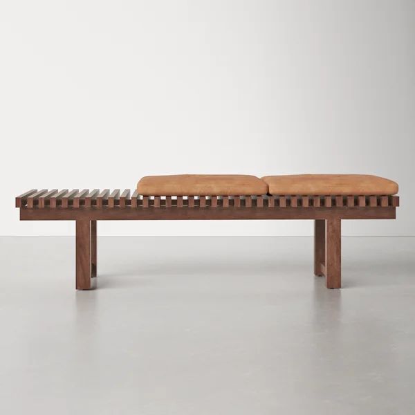 Claudio Leather Wood Bench | Wayfair North America