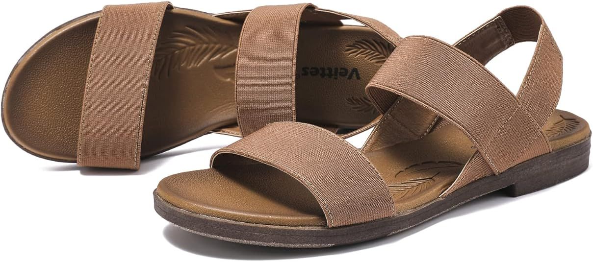 Veittes Women's Flat Sandals Comfortable Strap Summer Shoes. | Amazon (US)