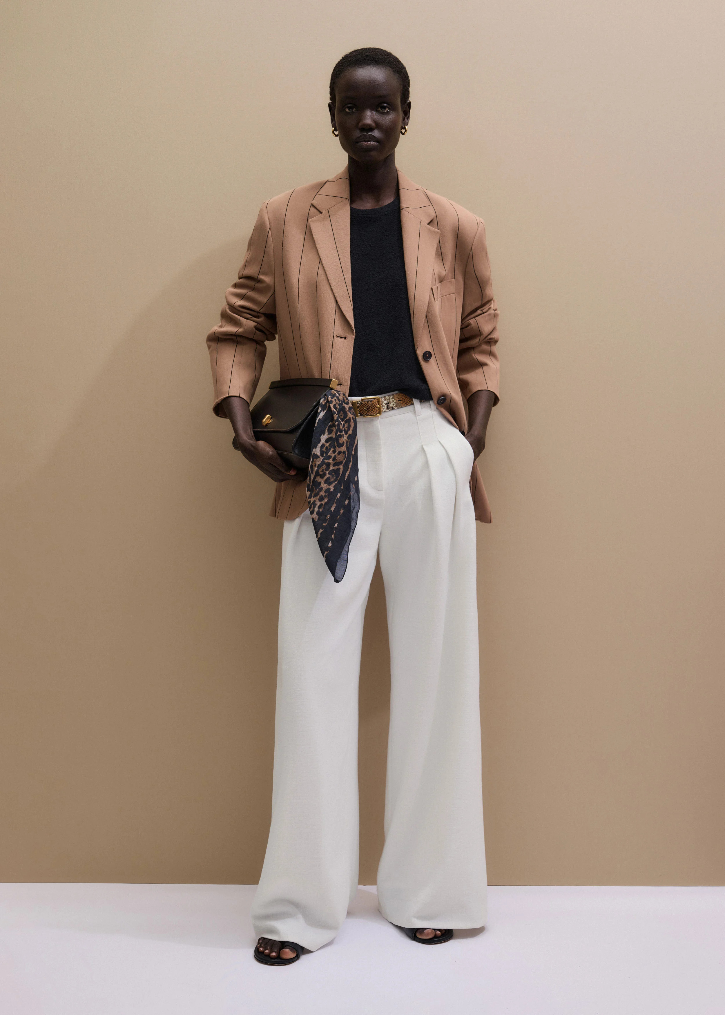 Women's Ivory Double Pleat Wide-Leg Pant | ME+EM | ME+EM US