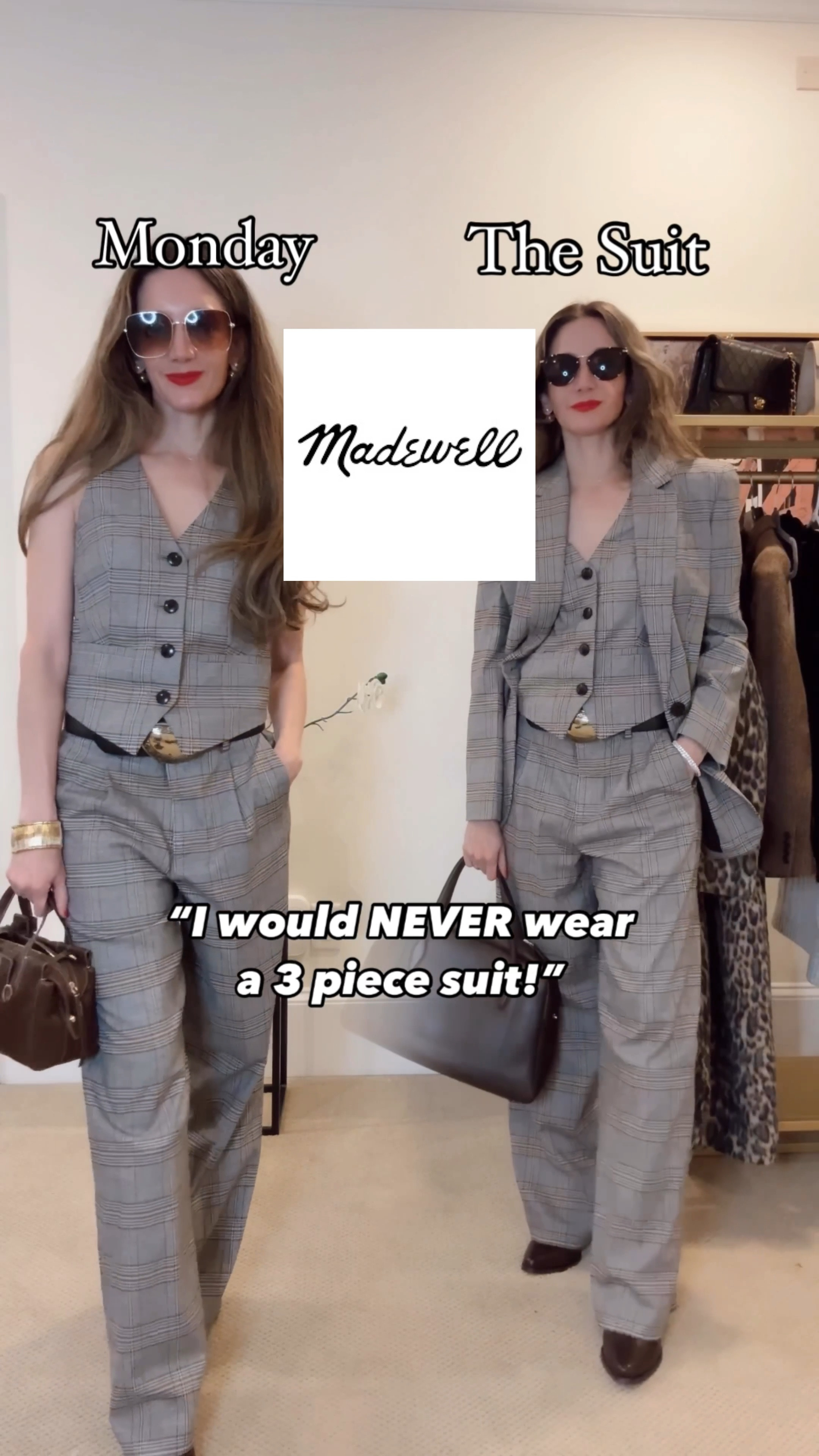 9 outfits featuring a deconstructed 3 piece suit! Comment SUIT to shop outfits. 

20% off most pieces and the blazer is 50% off, hurry! ❤️ code 
LTK20

The Suit- wear all 3 pieces for the ultimate boss statement 

The vest- xxs throw on over any top or wear alone! Love wearing with slip skirts and jeans!

The Trousers- xs ever want to wear pajamas in public but look chic? This would be the item! Wear with a sweater, button down or just the vest!

The Blazer xs- throw on as a 3rd layer to elevate any look. Wear as a 2 piece suit too!

Endless options!


#LTKxMadewell #LTKWorkwear #LTKSaleAlert