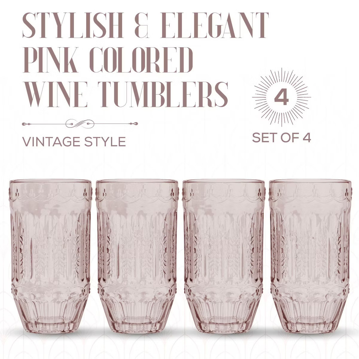 Elle Decor Vintage Highball Glasses, Set of 4, Colored Glassware Set, Water Cups for Party, Weddi... | Target