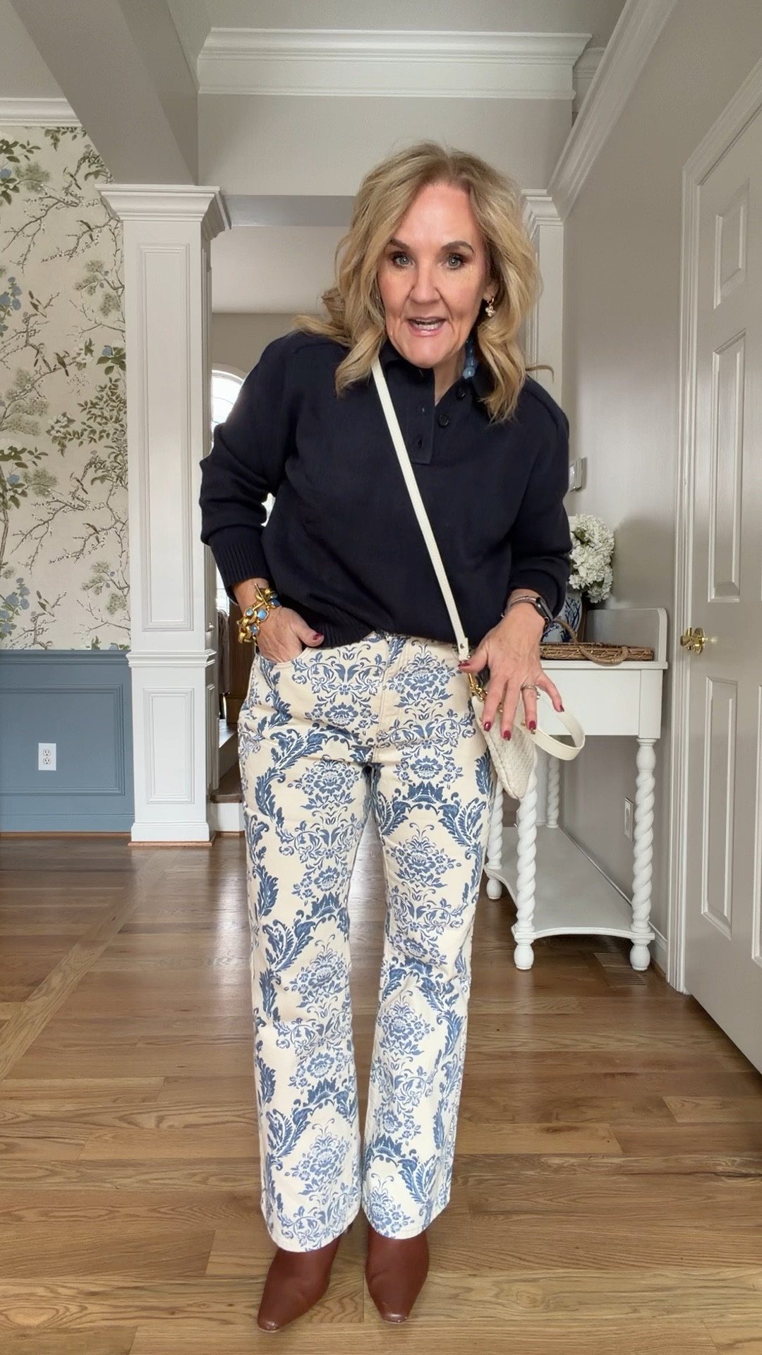 Ann Taylor tryon. Oh my these are great just check out my sizing recommendations below
Floral blouse size medium
Floral skirt medium petite
Navy blazer size 10, petite
Printed jeans, size 8 petite and they do not have any stretch. Eight petite gave me a little bit of rum for movement through the tummy and the bum area so I’d say they’re true to size. But if you don’t like jeans that don’t have stretch. These aren’t for you. I love them!
Polo a collar sweater size medium
Leisure set I’m wearing a medium in the top and a medium petite in the bottom. If you’re getting the light color, I would size up in the bottom.
Denim shirt jacket is a heavier denim. It’s definitely not a shirt to be tucked in. It’s very structured and I love it as a jacket. I did size up to a large and I’m glad I did.

New arrivals spring styles, new denim, baby shower dress spring skirt, vacation outfit outfits

#LTKPetite #LTKOver40 #LTKSaleAlert