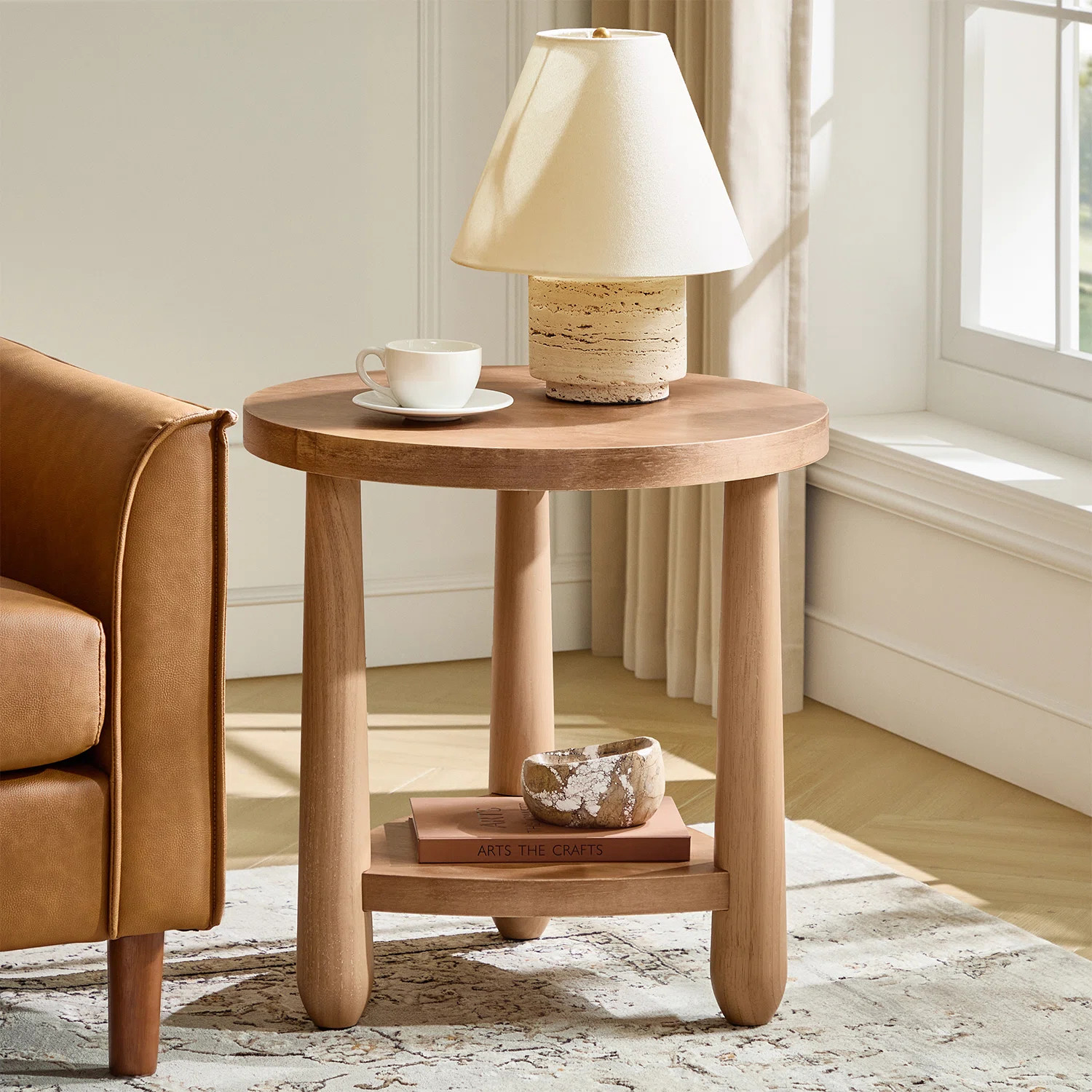 Alban Moedrn 23.6''Tall Round Solid Wood End Table | Wayfair North America
