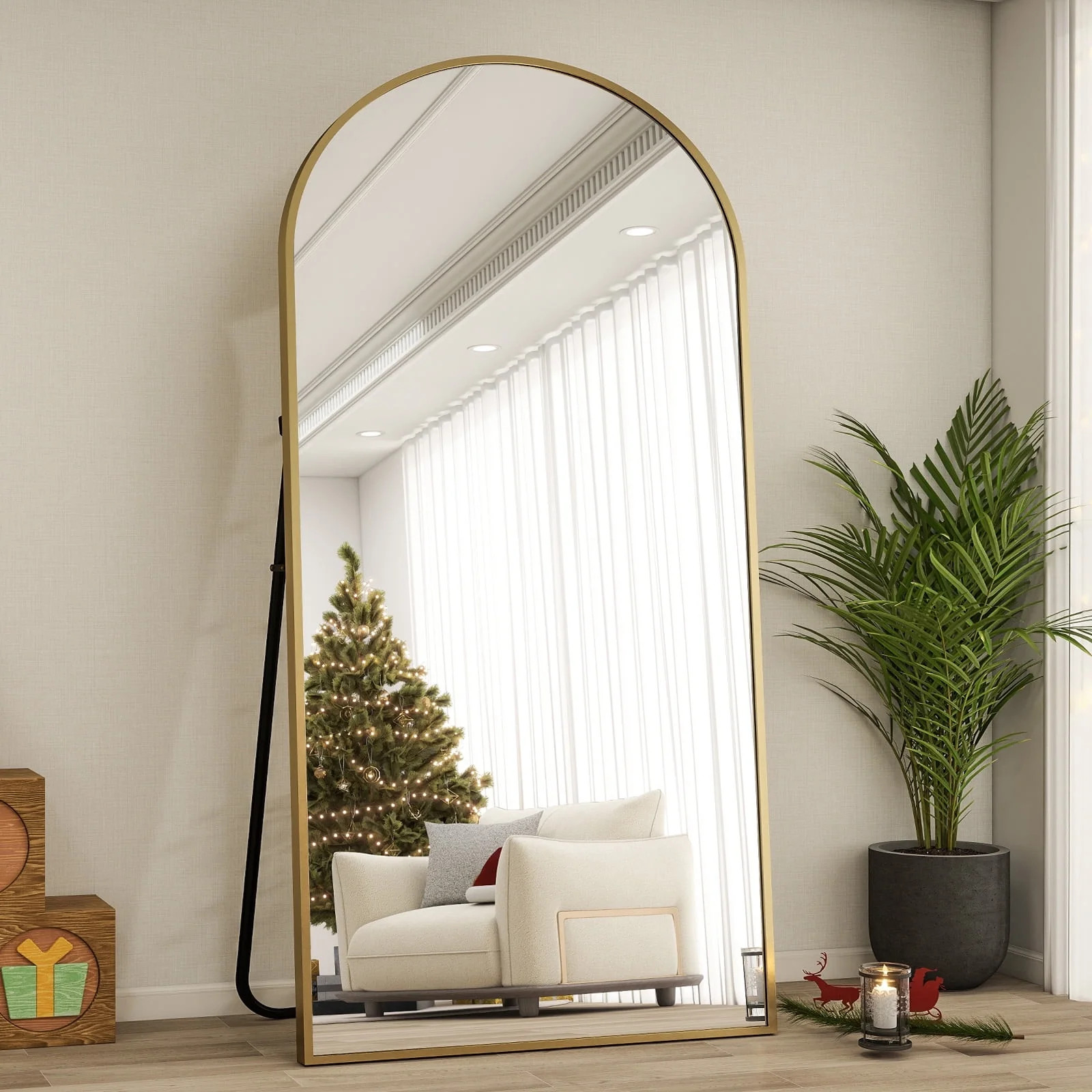 BEAUTYPEAK 76"x 35" Oversized Full Length Mirror Arch Standing Floor Mirror Full Body Mirror, Gol... | Walmart (US)