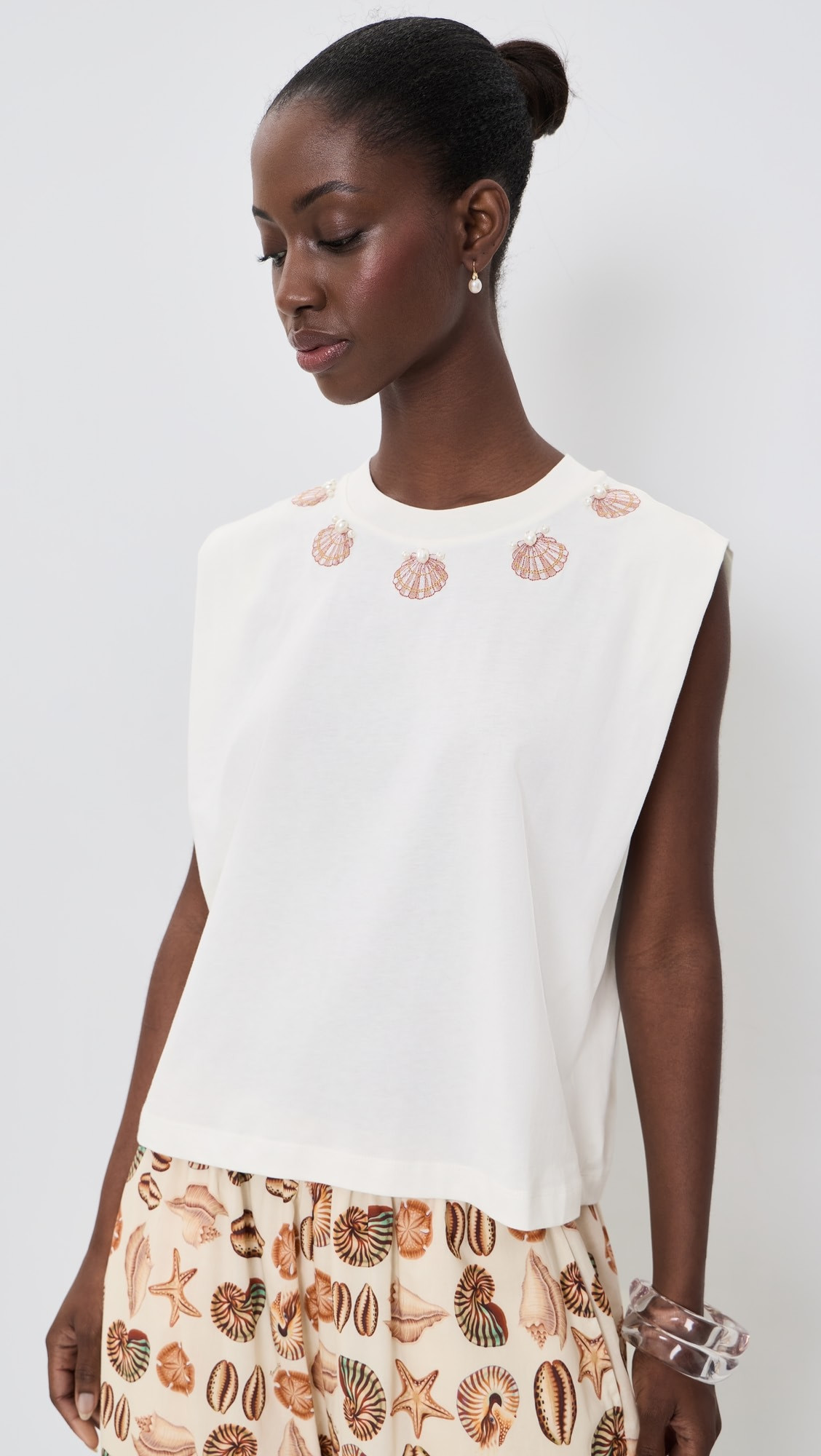FARM Rio Seashell Embroidered Tee | Shopbop | Shopbop