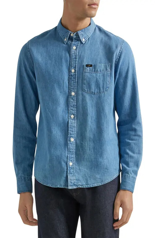 Lee Denim Button-Down Shirt in Shasta Blue at Nordstrom, Size Large | Nordstrom