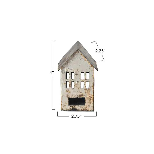 Rustic Antiqued Metal Village House Collection Set of 3 | Antique Farm House