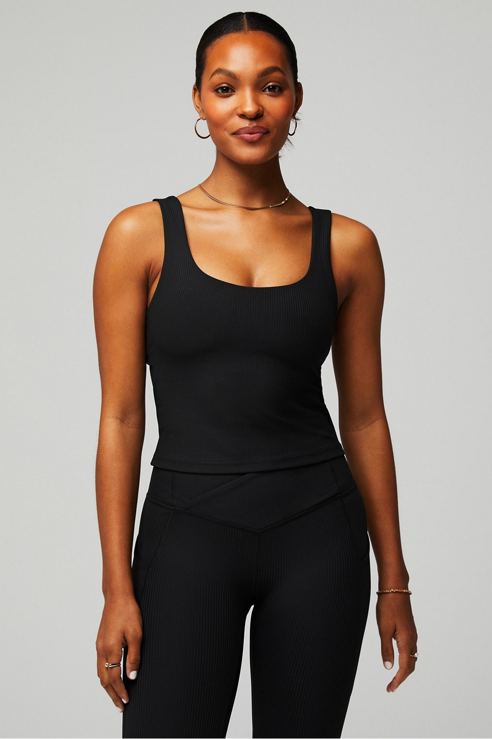 Oasis Rib Twist Built-In Bra Tank | Fabletics - North America