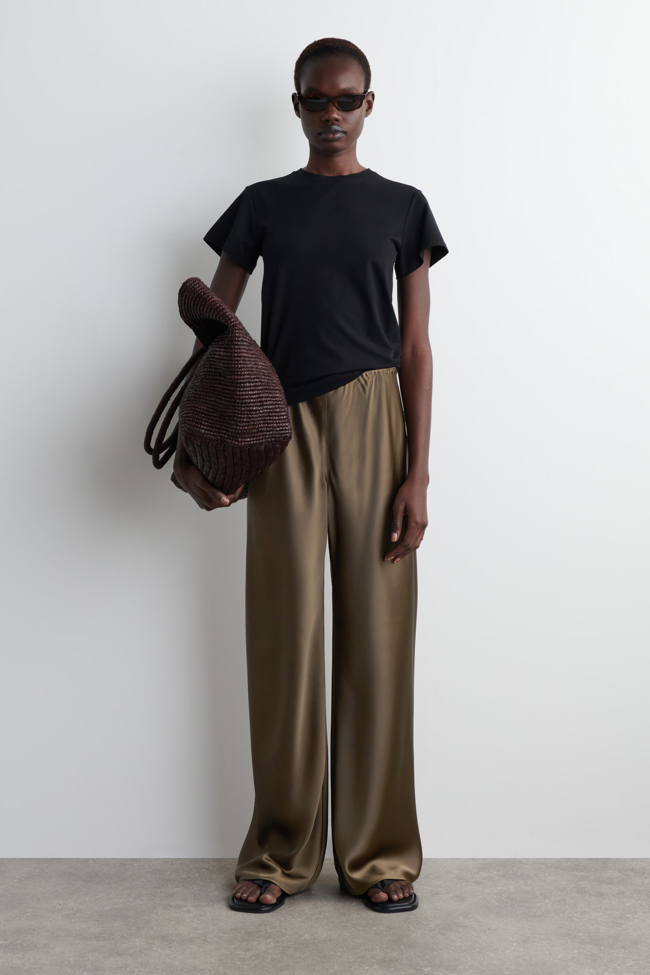 SATIN WIDE-LEG TROUSERS - BROWN | COS | COS UK