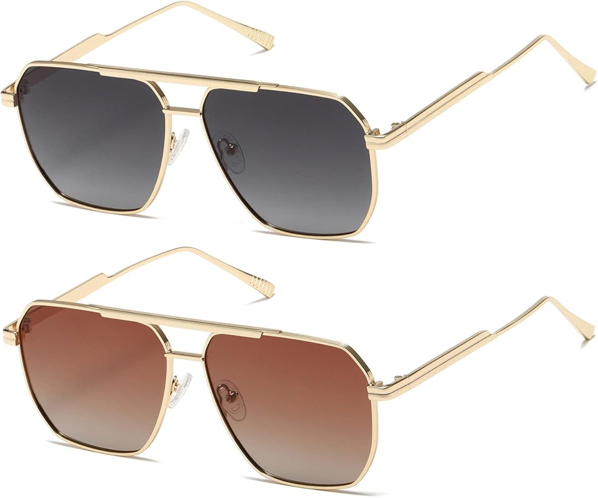 kimorn Polarized Sunglasses Womens Men Retro Oversized Square Vintage Shades Classic Large Metal ... | Amazon (US)