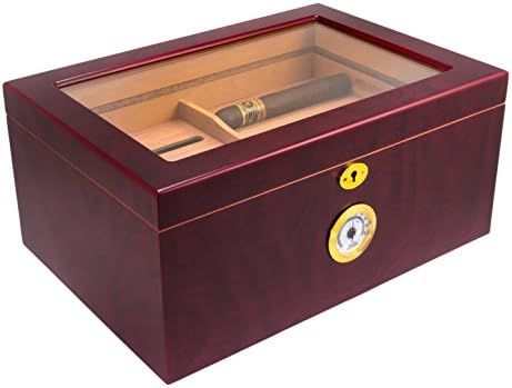 Mantello Cigar Humidor - Large Glass-Top Humidifier Box with Hygrometer & Removable Cedar Tray - ... | Amazon (US)