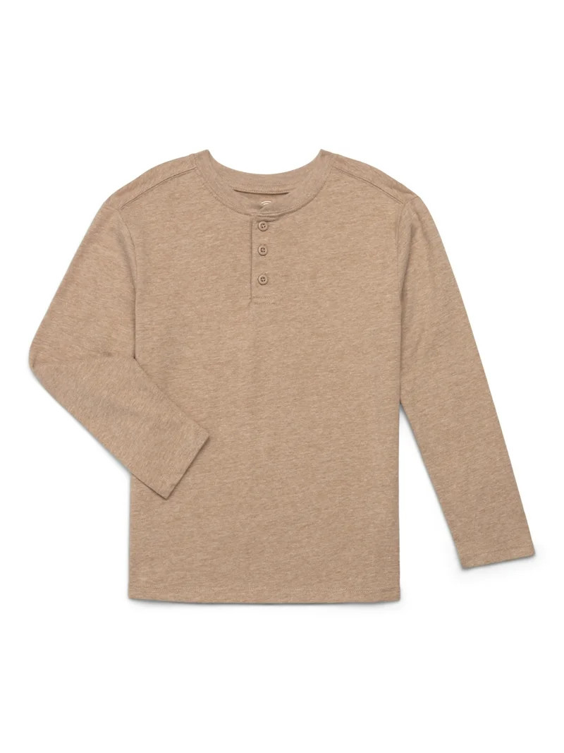 Wonder Nation Boys' Henley Tee with Long Sleeves, Sizes 4-18 & Husky | Walmart (US)