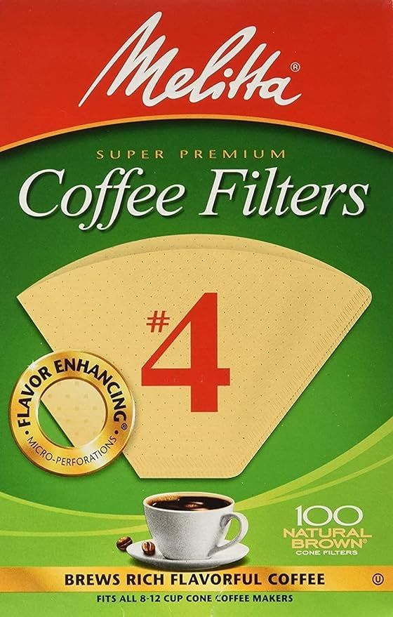 Melitta #4 Cone Coffee Filters, Unbleached Natural Brown, 100 Total Filters Count - Packaging May... | Amazon (US)