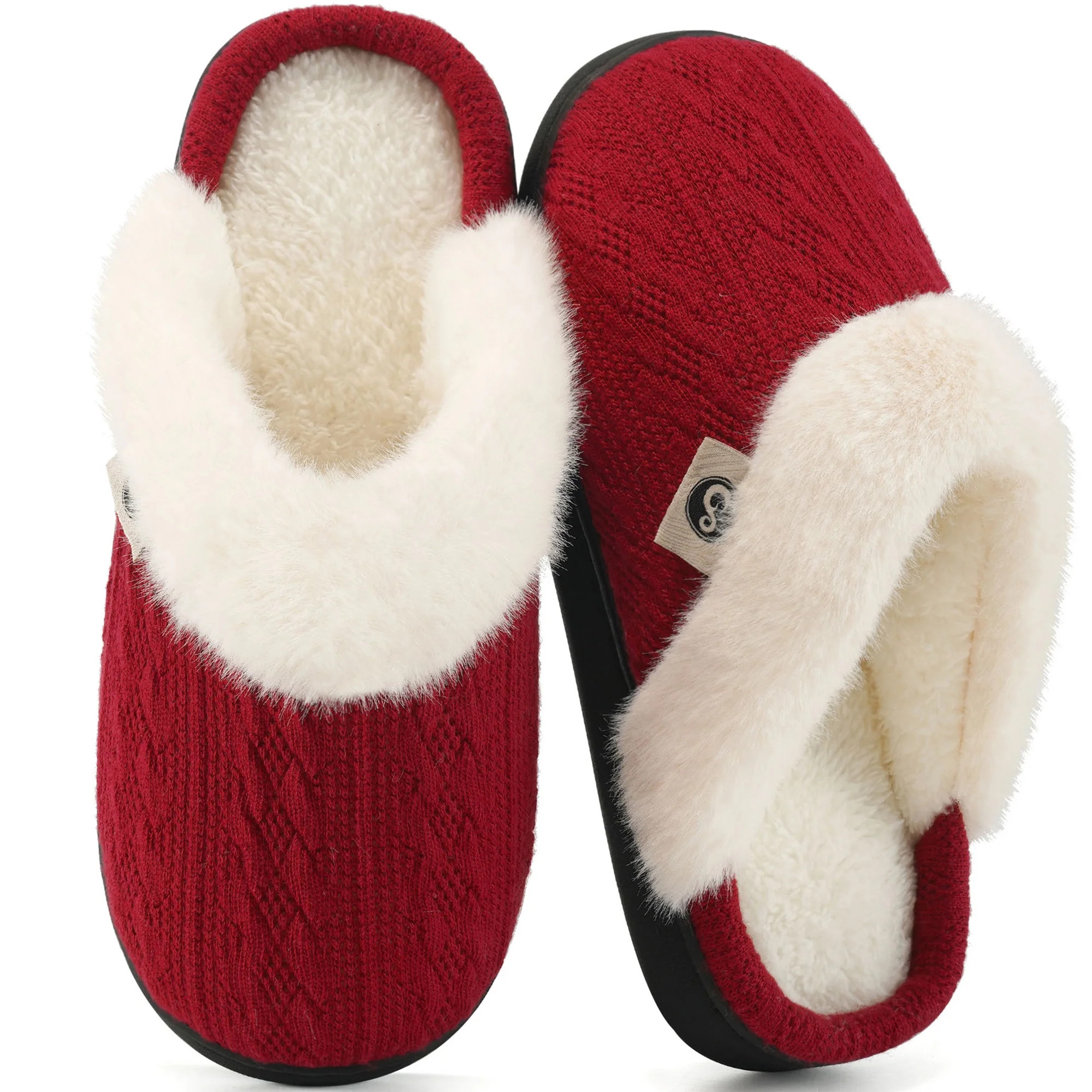 Ecetana Warm Knit House Slippers for Women Comfy Lined Slippers with Memory Foam - Walmart.com | Walmart (US)