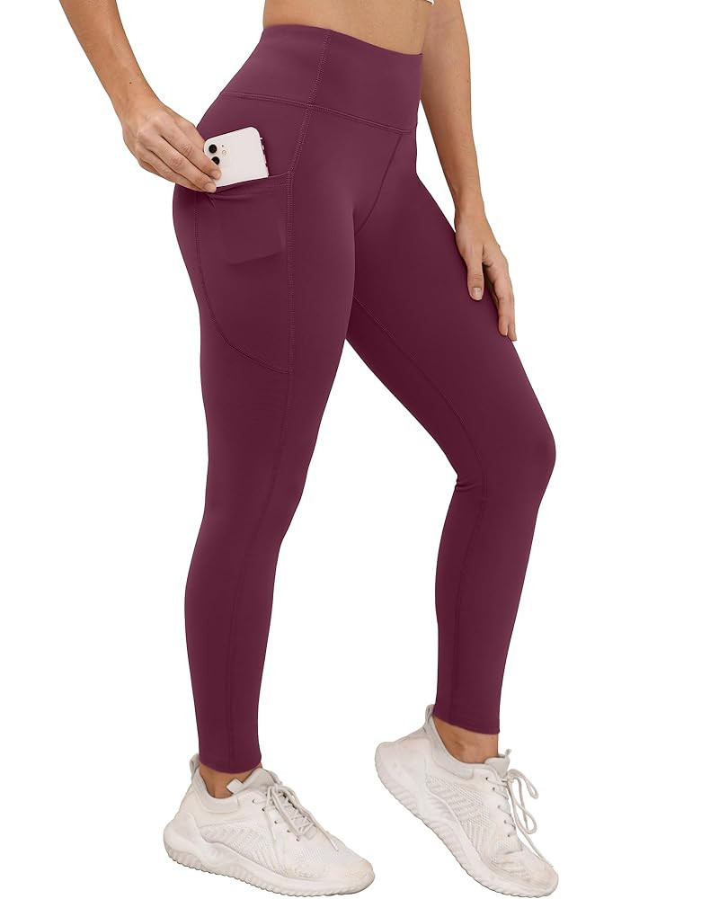 Workout Leggings with Pockets for Women Buttery Soft Elastic Compression Leggings High Waist Runn... | Amazon (US)
