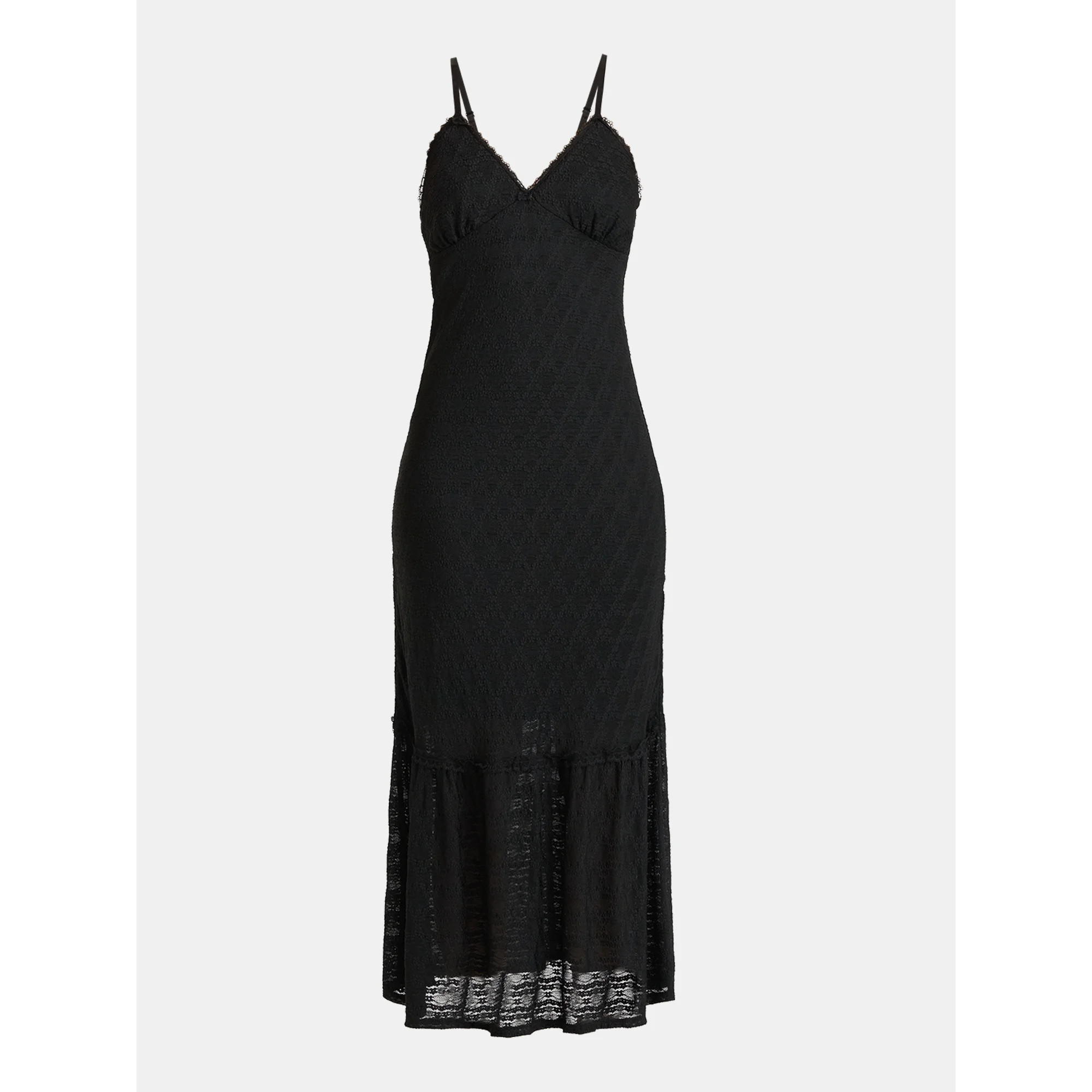 No Boundaries Triangle Maxi Dress with Lace Trim, Women's | Walmart (US)