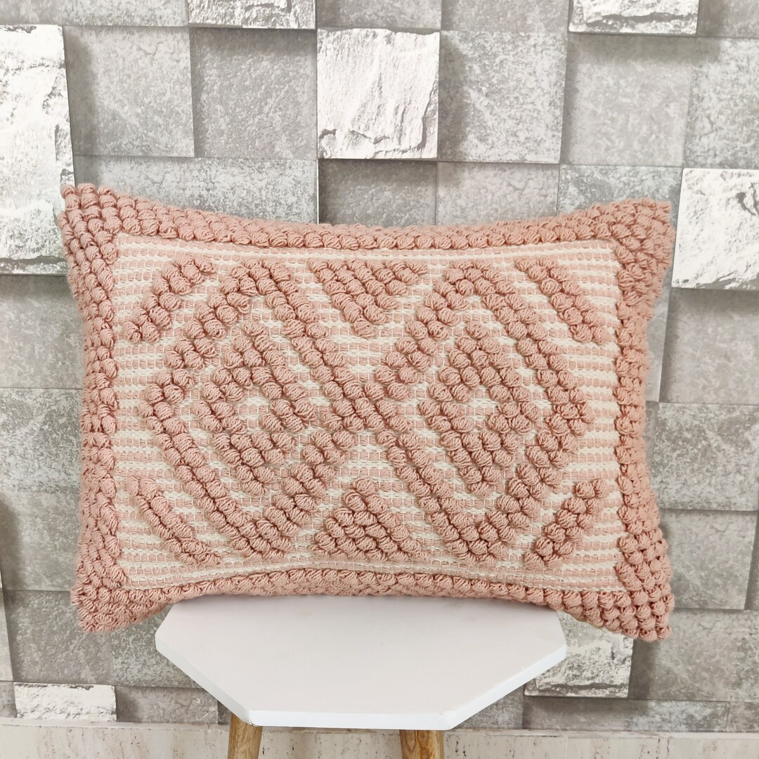 Dusty Pink Blush Pink Ivory Hand Woven 100% Cotton Textured - Etsy | Etsy (US)