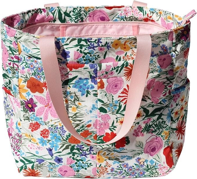 ESVAN Original Floral Tote Bag Large Shoulder Bag with Multi Pockets for Gym Travel Beach Daily B... | Amazon (US)