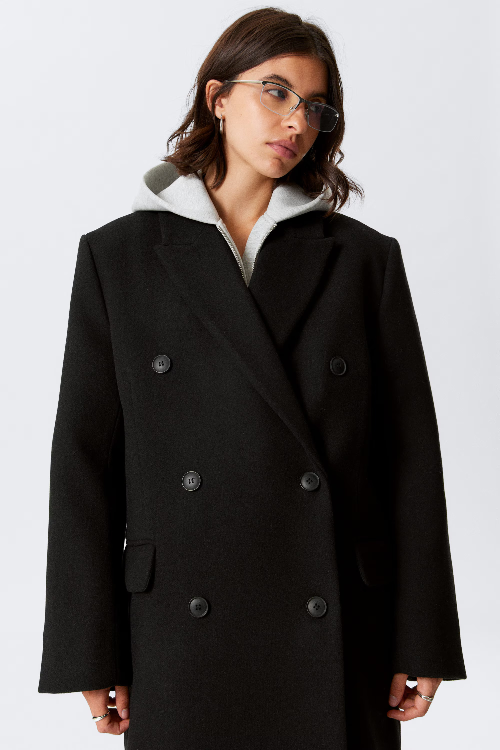 Oversized Double-Breasted Wool-Blend Coat | Weekday