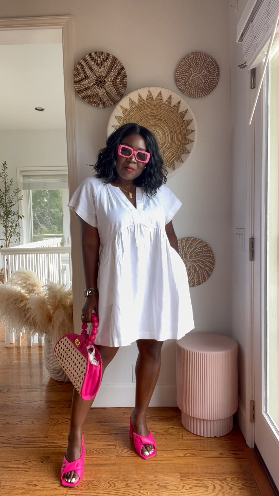 Target mini dress with Target sunglasses, soli & sun bag and hot pink twisted sandal heels!!

#LTKitbag #LTKshoecrush #LTKstyletip