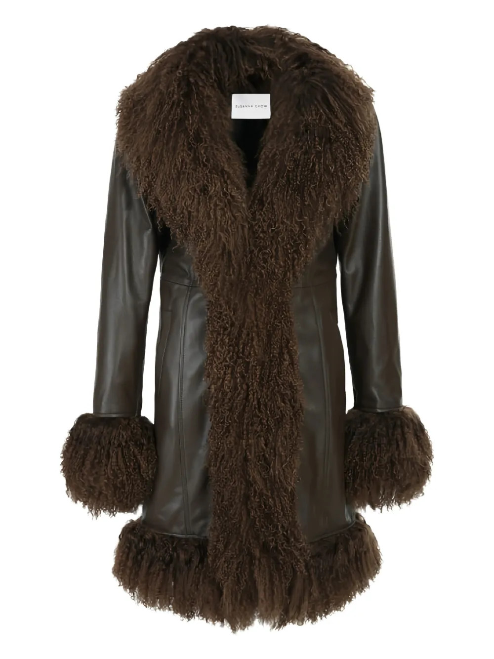 Susanna Chow Dorothy shearling-trim Leather Coat | Brown | FARFETCH | Farfetch Global