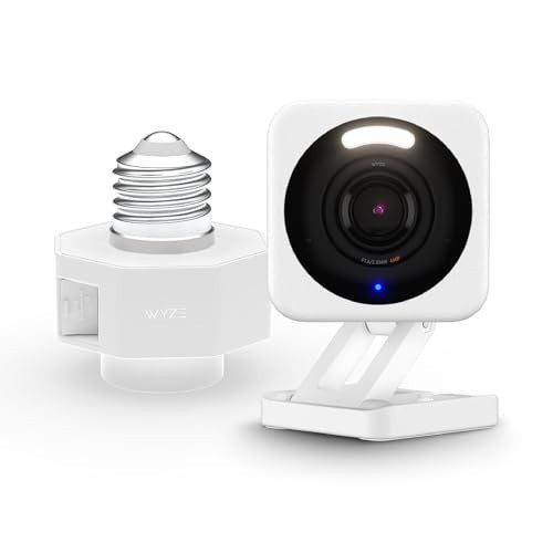 Bundle of WYZE Cam v4 with Wyze Lamp Socket Power Adapter, 2.5K QHD WiFi Indoor/Outdoor Smart Home Security Camera, Pet/Baby Monitor, Motion Activated Spotlight/Siren, Color Night Vision | Amazon (US)