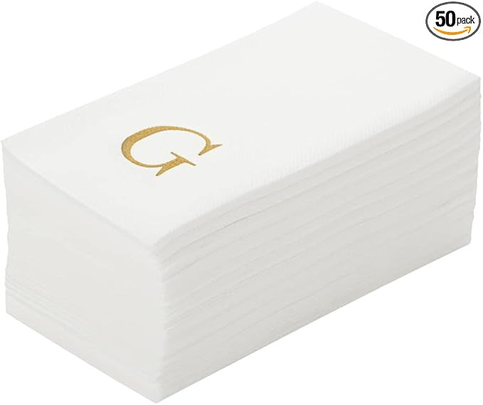 Luxenap 15.8 X 7.9 Inch Linen-Feel Guest Towels, 50 Lettered Hand Towels - Gold Letter 'G', Sans ... | Amazon (US)