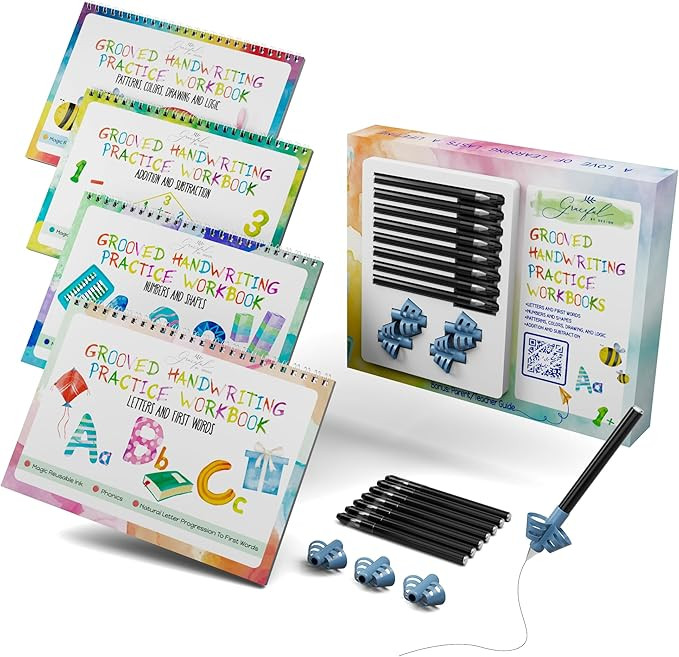 Grooved Handwriting Practice Books for Kids 3-7 | Reusable Letter Tracing with Mess-Free Disappea... | Amazon (US)